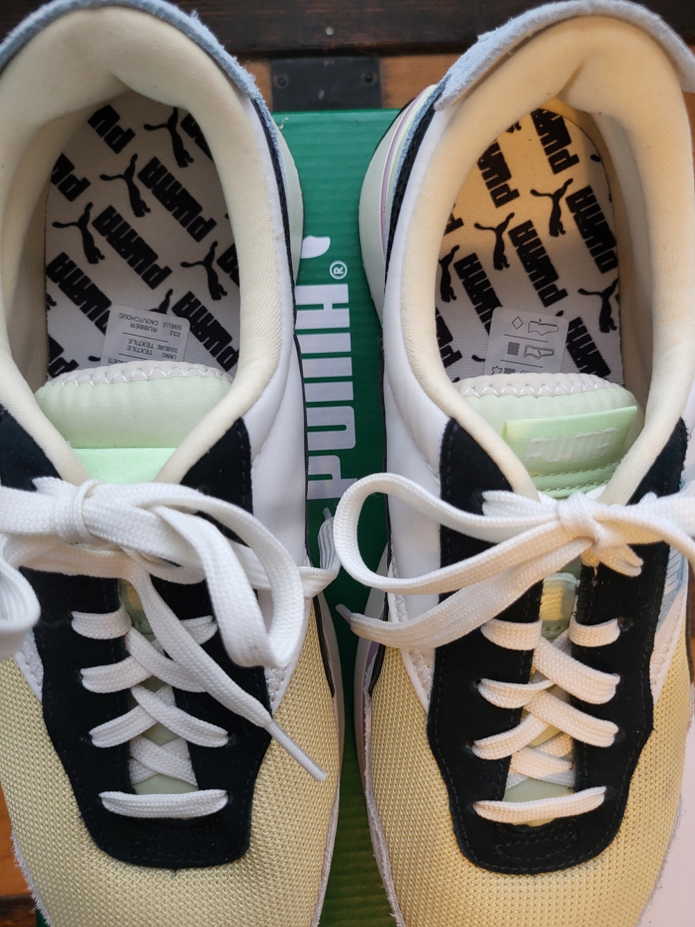 Puma Women's Yellow Black White Retro Runner Sneakers - Picture 7 of 7